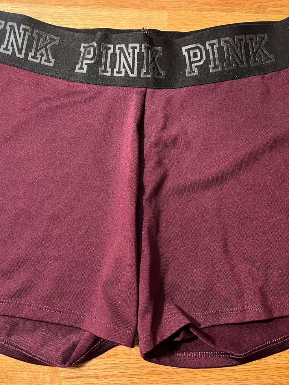 PINK Victoria's Secret Burgundy Active Shorts with Logo Tag